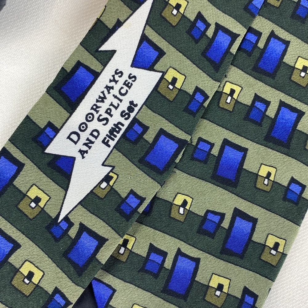 Grateful Dead Doorways And Splices Fifth Set Gray & Blue Print Silk Tie - Picture 5 of 6